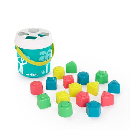Miniland Feel to Learn Turquoise Shape Sorting Bucket Set